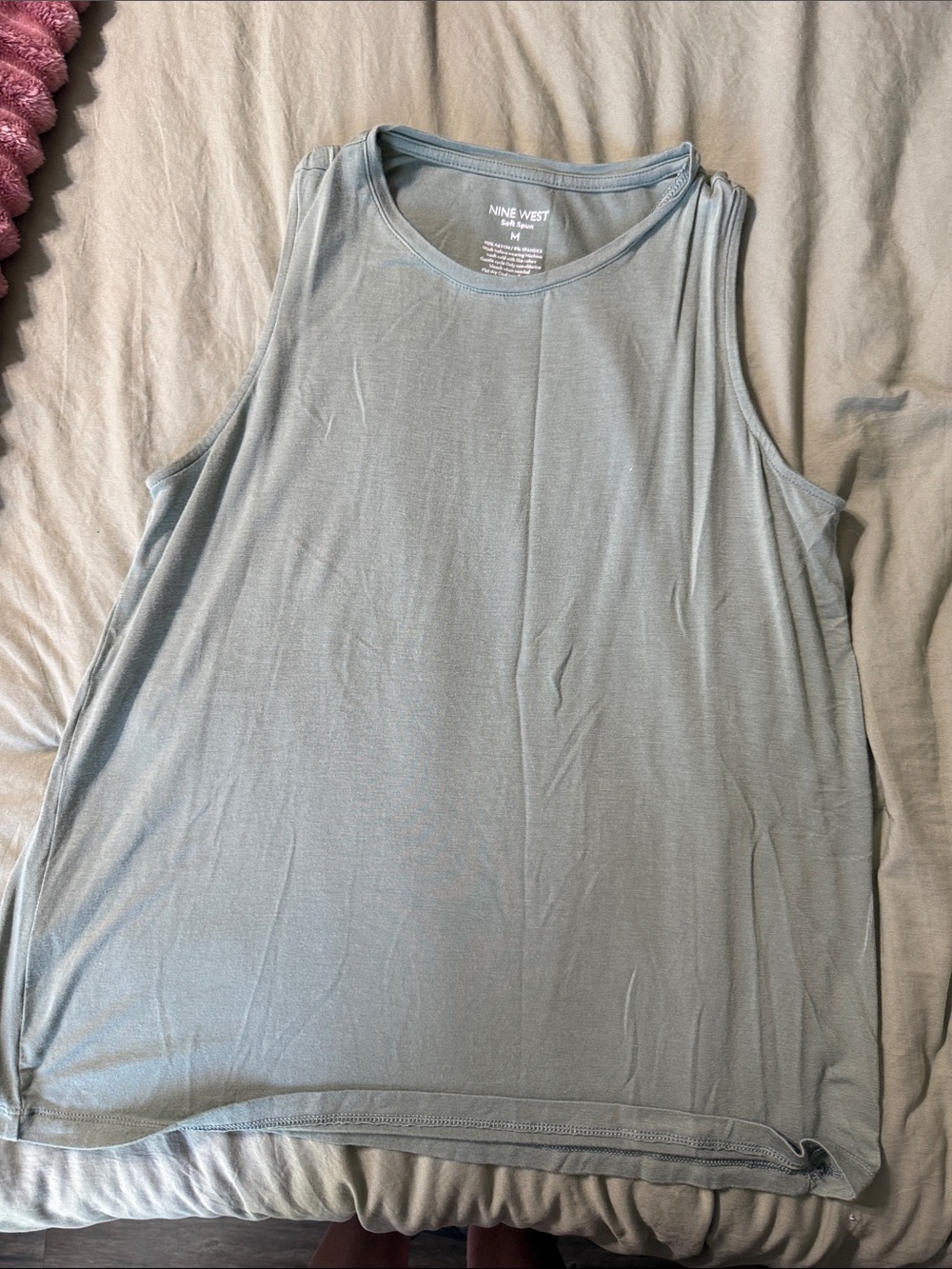 Nine West Light green Scoop Neck Tank Top
